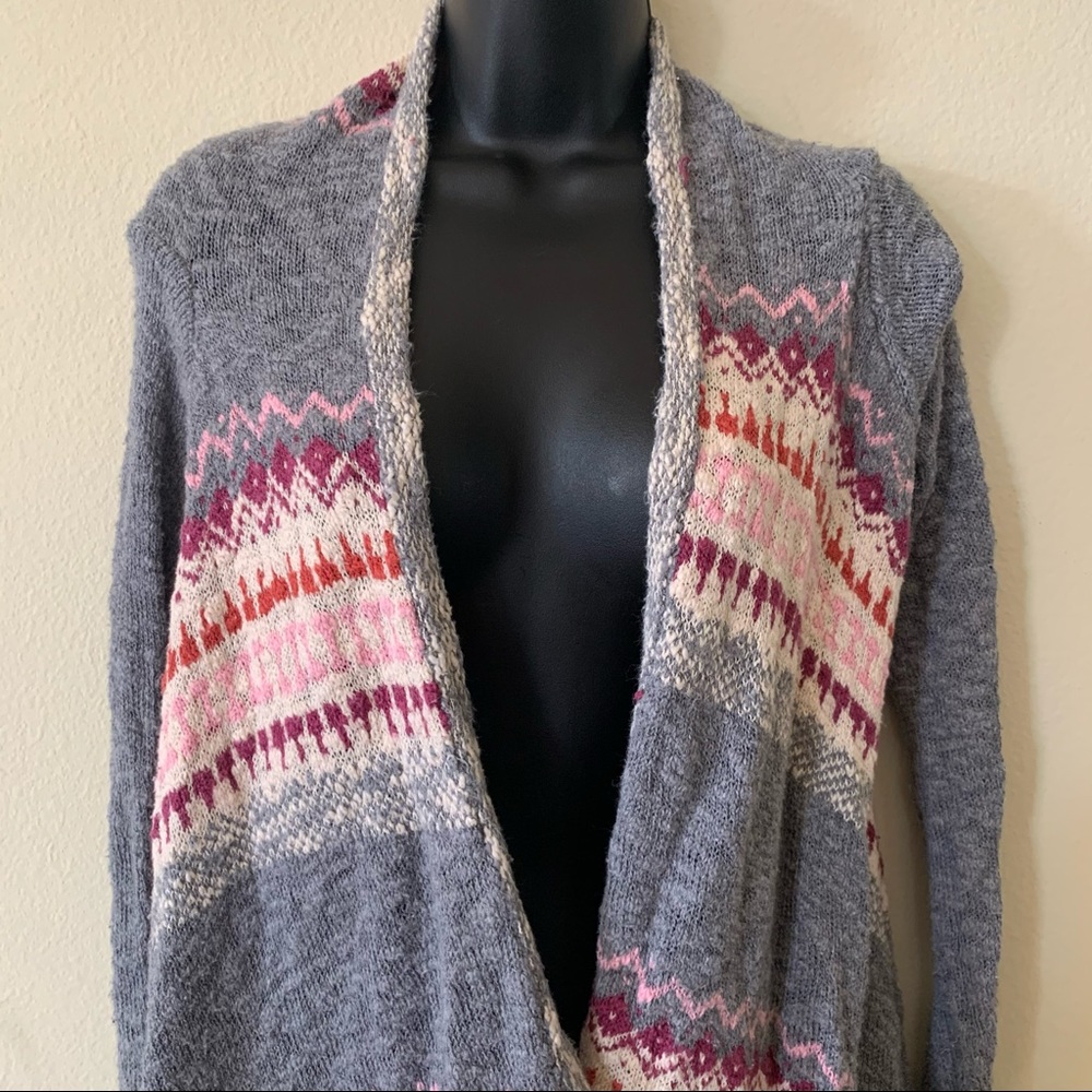 Mossimo Asymmetric Multicolor Open Knit Cardigan - Picture 2 of 7